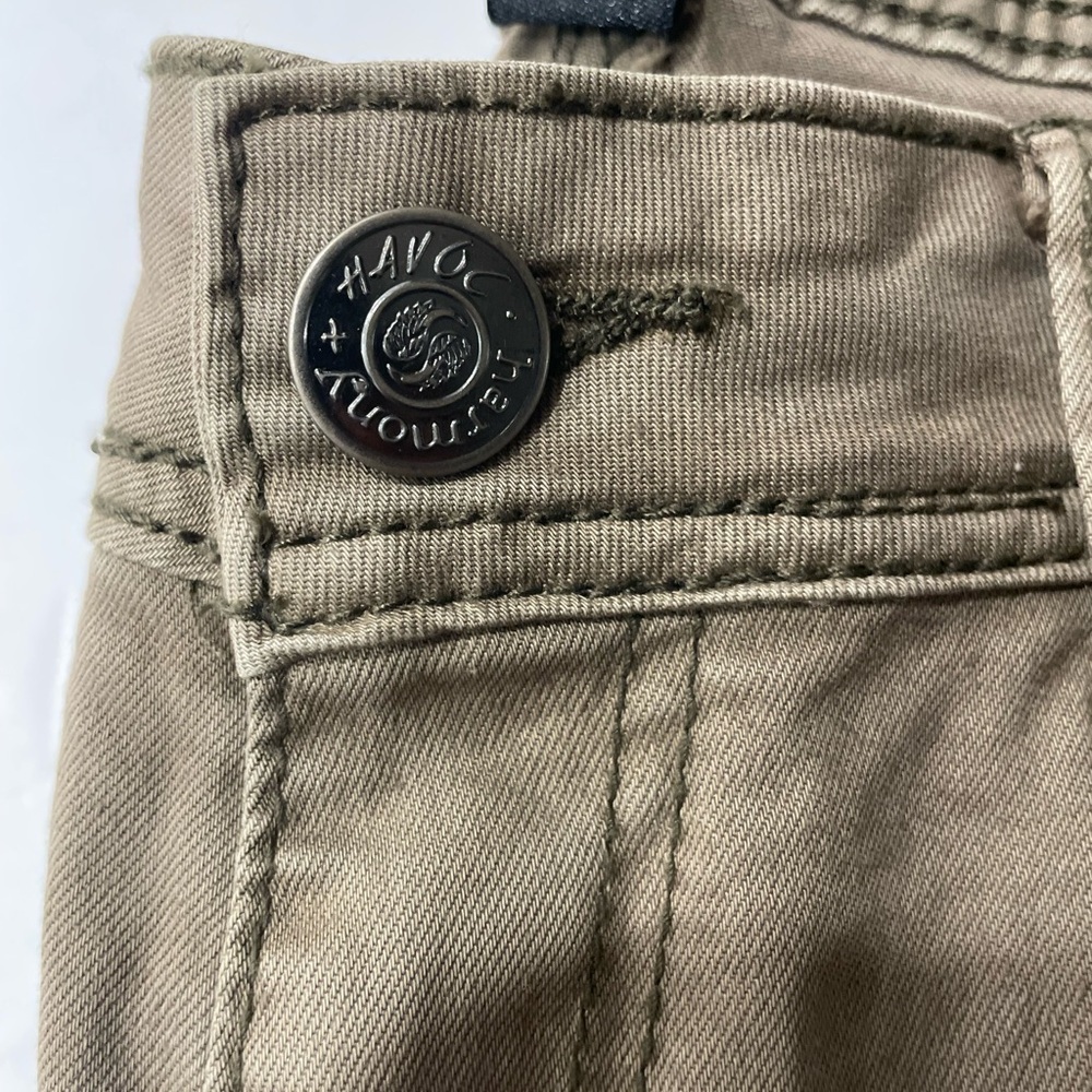 Harmony + Havoc Vintage Khaki Skinny Jeans Size 3 - Distressed with Patches - Picture 11 of 16